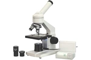 AmScope 40X-1000X - Microscopio biologico composto con diapositive preparate e vuote per studenti e bambini