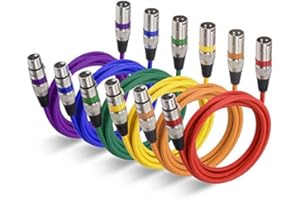 EBXYA Câble XLR Câble de Microphone 2M 6Packs Mâle à Femelle Câble de Microphone XLR Équilibré Câbles de Raccordement DMX Colorés