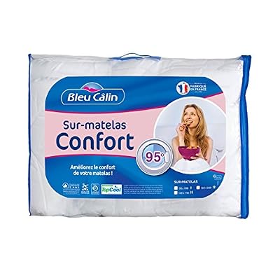 Bleu Calin Sur-matelas de confort anti transpiration lavable a 95 - 160x200cm