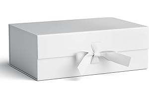 GIFTSAY Magnetic Gift Box for Presents 32.2 x20.3 x11.4 cm,Large Gift Boxes White with Lid for Gifts, Paper Wedding Favor Boxes,Birthday Gift Box Bulk, Party Favor Boxes
