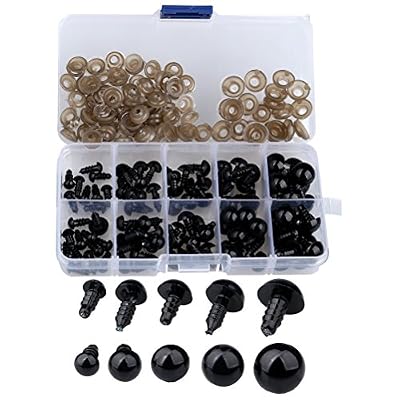 CoMoo Yeux de Sécurité, Yeux de Poupée en Plastique avec Rondelles pour DIY Amigurumis Marionnettes Artisanat (Noir, 100 pcs)