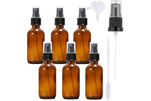 Pecewlos Botella pulverizadora de cristal de 60 ml, con atomizador, para aceites esenciales, cosméticos, farmacéuticos, limpieza, aromaterapia, masaje, cabello, 6 unidades, OB0001