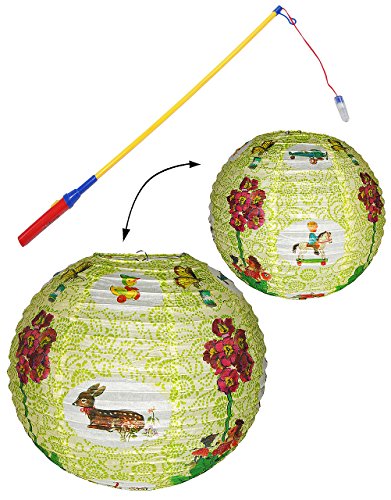 Preisvergleich Produktbild Unbekannt 2 TLG. Set: Papier Laterne / Lampion / Lampenschirm + elektr. Laternenstab - Nostalgie Fahrzeuge / Auto & Schmetterlinge - für Kinder Papierlaterne - Laternen..