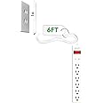 Sleek Socket 6 Outlet Surge Protector, Ultra-Thin Outlet Concealer with Cord Concealer Kit, 6-Foot Cord, Universal Size (Ideal for Home Office & Home Theater)