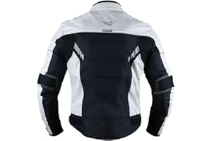 WMW WALI MOTO WEAR motorradjacke herren mit protektoren wasserdicht, Weiß, Bikerjacke, Scooterjacke