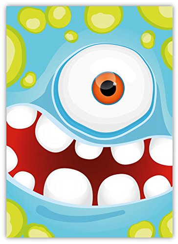 12 Lustige Einladungskarten im Set für Kindergeburtstag Party mit Monster für Jungen Mädchen Kinder Top Geburtstagseinladungen Karten Monsterparty Einladung farbenfroh Alien witzig - 3