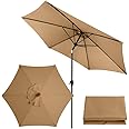 Roadtime 9.8 Ft Replacement Parasol Canopy, Universal Umbrella Replacement Cloth, Garden Parasol Sunshade Cover for Garden Patio Yard Beach Pool Market Table (3m/6 Ribs,Khaki)