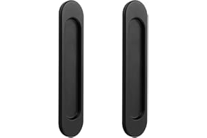 Okaywork 2 Piezas Tiradores de Puerta Corredera Ovalados Autoadhesivos, Tirador Puerta Corredera Aluminio (Negro), No requiere Perforación, Adecuado para Armarios, Puertas Correderas Ventanas, 15cm