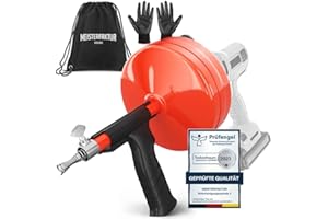 Meisterfaktur Espiral de limpieza de tuberías [15 metros] – con tambor de acero – Espiral de drenaje ideal para una limpieza de tuberías respetuosa con el medio ambiente