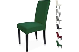 Zindoo Dining Chair Seat Covers, Green Chair Covers for Dining Chairs 4, Stretch High Back Chair Covers, Spandex Dining Chair Covers for Wedding, Hotel, Restaurant, Banquet, Kitchen