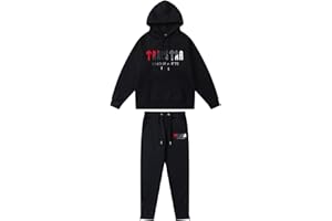 BIXPAK Set di Tuta da Uomo e Donne Ricamo Trapstar di Marca alla Moda,Giacca con Cappuccio E Pantaloni,Felpa con Cappuccio,Set Felpa in Pile con Cappuccio