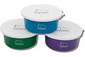 AMKA Müslischale Futterschale Leckschüssel 2 Liter mit Deckel 3er Set farblich Sortiert Tiere, Pferde, Hunde, Katzen