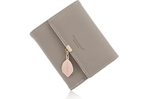 CALIYO Geldbeutel Damen aus Glattem und Weichem Synthetisches Leder Geldbörse klein Kurzformat Portemonnaie Farben mit vielen Fächern（Dunkelgrau）