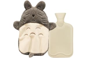 ANYINGKAI Bouillotte animal 1L PVC, Bouillotte avec Housse en Peluche Douce, Bouillotte Eau Chaude pour Enfant et Adulte, pour Main Dos Chaufferette Chaleur Confort (B)