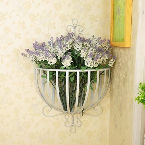 LYTSM® Flower racks, Iron farmhouse style European style hook up Hanging type living room Flower baskets 35 × 52cm sturdy Multifunction ( Color : White )