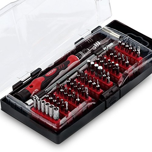 SYCEES 58 in 1 Schraubendreher Set mit 54 Bits Präzisions Magnetische Schraubenzieher, Reparatur Werkzeug für elektronische Kleingeräte wie Handy, Tablet, PC, Laptop, Uhr, Kamera, Brillen (Rot Schraubendreher Set) - 7