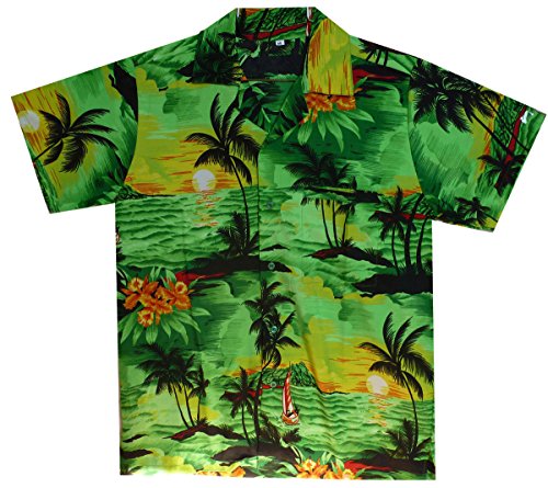 Funky Camisa Hawaiana, Surf, green, L
