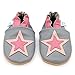 Soft Leather Baby & Toddler Shoes with Suede Soles by Dotty Fish - Girls Grey and Pink Star - 12-18 Months