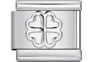 MON & SONS Evil Eye Heart Lucky Four Leaf Clover Dog Cat Paw Birthday Silver Gold 9mm Italian Link Charm Compatible With Nomination Bracelet Mum Mom Mother Daughter