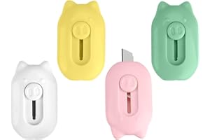 FAGENT Mini Cutter, 4 Pièces Cochon Form Box Cutter Petit Ouvre-carton Utilitaire, Portable Rétractable Ouvre-lettre Couteaux à Lettres Bricolage Carton, pour Enveloppe Paquet Coupe Papier Boîte