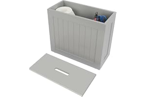 MARCH-ANGLE Bathroom Storage Unit Toilet Roll Paper Cabinet Shaker Slimline Wooden Multi Purpose Bathroom Box Gray 36 x 29 x 15 cm