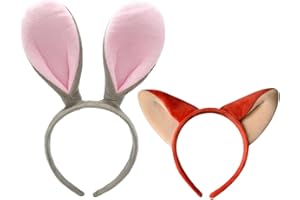 PYEUIFT 2 Pièces Bandeau oreilles de lapin et bandeau oreilles de renard, DéGuisement Enfant, Accessoires Carnaval, Bandeau Oreilles, Mignon Cosplay FêTe PâQues