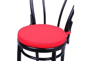 HD BRICO set 4 Cuscini Rontondi per Sedia Cucina Coprisedia Imbottiti Laccetti Tinta unita Spessore 4 cm x 38 cm (ROSSO 402) MADE IN ITALIA