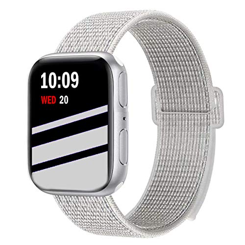 Wengerui 時計ストラップ 38mm/40mm と互換性あり、ナイロン交換用スポーツバンド交換用時計シリーズ 4/シリーズ 3/シリーズ 2/シリーズ 1 (38mm/40mm、新しい反射ホワイト)