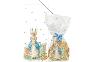 Anniversary House Official Beatrix Potter™ Peter Rabbit™ Treat Bags, BOPP Cellophane Bags, 12.5 x 28.5cm, Pack of 20, Including Twist Ties, Party Bags for Baby Showers, 1st Birthdays, M569