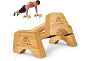 Flintronic 1 paire de poignées de pompes antidérapantes, parallèles en bois, poignées ergonomiques pour callisthénie, yoga et fitness