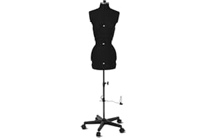 NÄHWELT FLACH Schneiderpuppe Supa Fit Damen Gr. S (34-42) mit Rollen, weiblicher Torso, Büste, verstellbare Drehregler, individuelle Anpassung an Hals, Taille, Brust, Hüfte (schwarz, S)