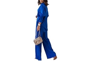 ticticlily Tailleur Donna Eleganti Completo Estivi 2 Pezzi Tailleurs Pantalone Complete Set Casual Blusa con Bottone e Pantaloni Lunghi A Vita Alta Abbigliamento da Lavoro Streetwear Autunno