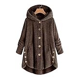 iHENGH Vorweihnachtliche Karnevalsaktion Damen Herbst Winter Bequem Mantel Lässig Mode Jacke Frauen Mode Frauen Knopf Mantel Flauschige Schwanz Tops Mit Kapuze Pullover Lose Pullover