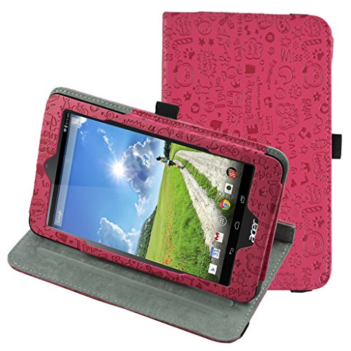 Acer ICONIA ONE 7 B1-750 Drehbares hülle,Mama Mouth 360°ROTATION Drehbares Standfunktion hülle mit Schöne Muster für Acer ICONIA ONE 7 B1-750 Tablet-PC,Pink - 2