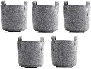 Meg grow Felt Fabric 400 GSM Grey Grow Bag with Handle (12*12) Inch - 1