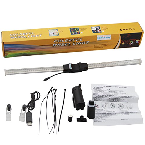 Sidiou Group Wiederaufladbare Radfahren Speiche-Rad-Blitz-Licht-DIY Designs Patterns Rim Lighting 64 RGB LED Programmierbare Wasserdicht Anti-Schock-Farbwechsel-Fahrrad-Licht - 5