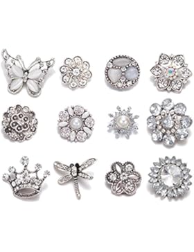 Soleebee Legierung Selbe Farbe Click Button fit 5.5mm-Knopfloch Schmuck Charms Set 12 Stück