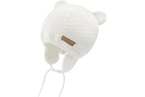 SEYUFN Babymütze, für Jungen und Mädchen, gestrickte Hündchen für Babys und Kleinkinder, mit Fleece-Futter, 0-36 Monate