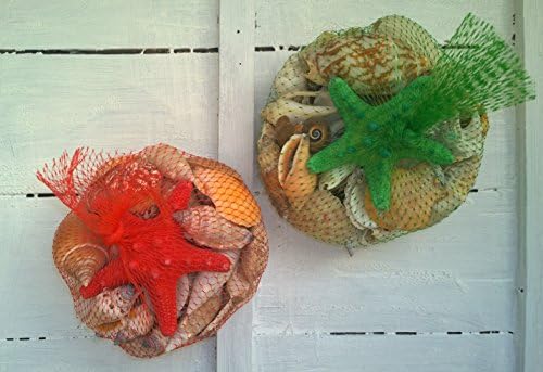 Assorted Seashells Set of 2 Bags 700g with Coloured Knobbly Starfish Nautical Sea Shell Seaside Decor Crafting
