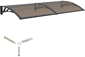 GGNEBAI Marquesina para Puerta Exterior 150x100 CM, Tejadillo de Protección contra Lluvia y Rayos UV, Cubierta de Policarbonato para Puertas, Ventanas, Porches, Patios y Terrazas