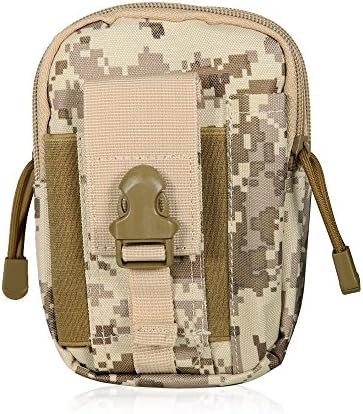WildGrow Outdoor EDC waist Pouch Camo Bag Military Nylon Utility Tactical Waist Pack Fit (Desert)