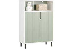‎SOBUY SoBuy BZR138-GR Szafka Stojąca Szafka łazienkowa stolik Półka Konsola do przedpokoju komoda kuchenna Biały zielony,60x30x87cm