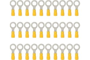 TXERFOLG Capicorda ad anello M10, 30 pezzi, in rame e PVC, isolati parti, connettori elettrici piatti, set per conduttori con una sezione trasversale di 4,0 – 6,0 mm²