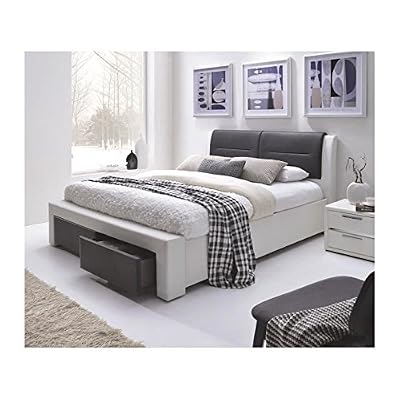 Générique Lit de 2 places USINES DISCOUNT IMAGINA Lit adulte 160x200cm sommier inclus noir et blanc