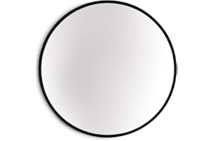 ‎ELEGANCE BY CASA CHIC Elegance by Casa Chic - Schwarzer Wandspiegel aus Metall - Rund 80 cm Durchmesser Galvanisiertes Metall - Ideal für Badezimmer und Wohnzimmer - Schwarzer