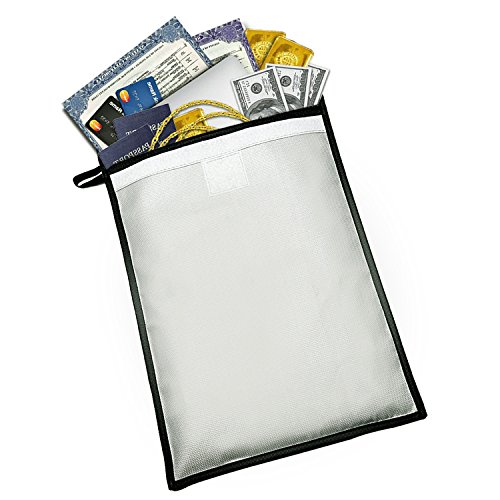 Preisvergleich Produktbild Feuerfeste Asserresistente Tasche 1022 F° Feuerfeste Dokumententasche Wasserdichte Tasche für Bankdatei, Pässe, Wichtige Dokumente, Wertsachen und Schmuck Schutz 15"x11" inch