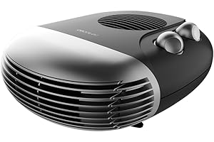 Cecotec Chauffage Électrique à Faible Consommation ReadyWarm 2000 Max Horizon Black, Ventilateur Chauffant de 2000 W, 3 Modes, Thermostat Réglable, Utilisation Facile, Zone de Couverture 20 m2, Noir