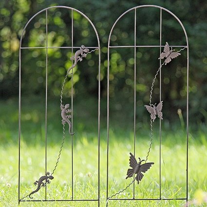 Preisvergleich Produktbild Rankhilfe Rankgitter 2er-Set Gecko + Schmetterling Metall 90 cm