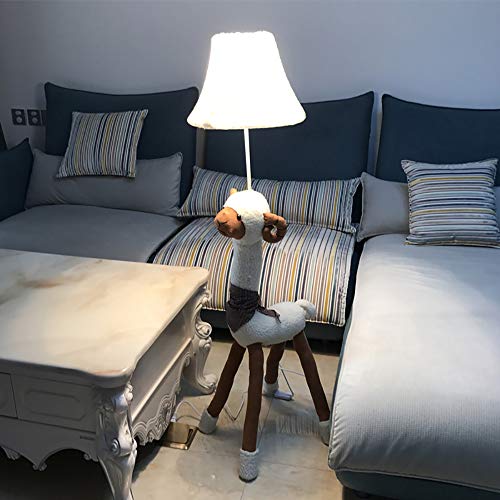 Preisvergleich Produktbild Cartoon Alpaka Fernbedienung Stehlampe, E27 Wohnzimmer kreative Tier vertikale Tischlampe, stufenlose Verdunkelung Kinderzimmer Tuch Schlafzimmer Nacht Nette Stehlampe, DREI Farbe einstellbar