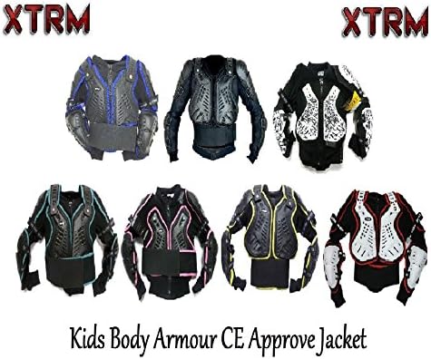 MOTORBIKE KIDS ARMOUR XTRM JUNIOR BODY ARMOR JACKET New Motocross Quad MX Off-Road MTB PIT Racing Chest Spine Elbow &amp; Shoulder Professional ATV Sports (Black/Green, L / 10 year)